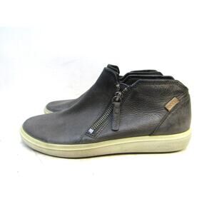 Ecco Size 38 EUR Gray Brown Leather Ankle Zip Fashion Boots Bootie